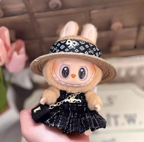Puppenkleidung 17 cm, 3-teiliges luxuriöses schickes Outfit mit Samthut & Tasche, süße Kleidung für Kleid & Luxuskleid (keine Puppe im Lieferumfang enthalten) (Stil D) von Metuiu