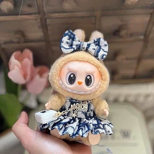 Puppenkleidung 17 cm, 3-teiliges luxuriöses schickes Outfit mit Samtschleife & Tasche, süße Kleidung für Kleid & Luxuskleid (keine Puppe im Lieferumfang enthalten) (Stil F) von Metuiu