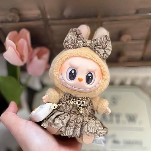 Puppenkleidung 17 cm, 3-teiliges luxuriöses schickes Outfit mit Samtschleife & Tasche, süße Kleidung für Kleid & Luxuskleid (keine Puppe im Lieferumfang enthalten) (Stil J) von Metuiu