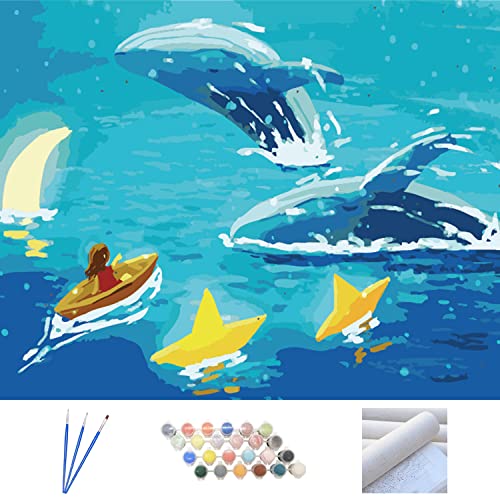 Metuu Malen nach Zahlen DIY Acryl-Malset für Erwachsene und Kinder, Digitale Pigmente Leinwand Malen nach Zahlen Heimdekoration 40,6 x 50,8 cm mit 3 Pinseln (ohne Rahmen) von Metuu
