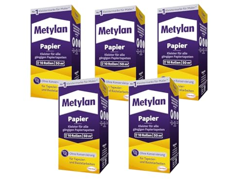 Metylan Papier Pulver, Faltschachtel, 5x 125g | Kleister für Papiertapeten & leichte Wandbeläge – optimal für Renovierung & Neutapezierung Metylan Papier Pulver, Faltschachtel, 5x 125g | Kleister für Papiertapeten & leichte Wandbeläge – optimal für Renovierung & Neutapezierung von Metylan