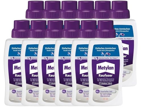 Metylan Raufaser Fertigkleister Konzentrat, Tapetenkleister für Raufasertapete, starker & schnell mischbarer Kleister zur sofortigen Verwendung, 12x500g von Metylan
