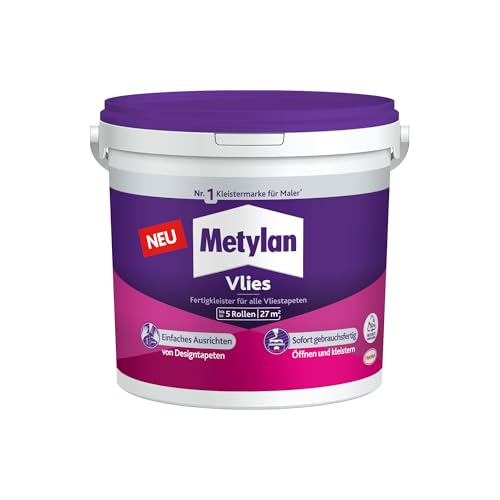 Metylan Vlies Fertigkleister, feuchtigkeitsbeständiger Tapetenkleister für Vliestapeten, Kleister zum einfachen Tapezieren, 1x5kg Metylan Vlies Fertigkleister, feuchtigkeitsbeständiger Tapetenkleister für Vliestapeten, Kleister zum einfachen Tapezieren, 1x5kg von Metylan