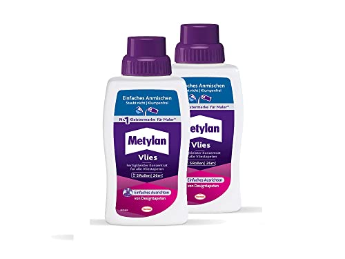 Metylan Vlies Fertigkleister Konzentrat, Tapetenkleister für Vliestapeten, starker & schnell mischbarer Kleister für den sofortigen Einsatz, 2x500g Metylan Vlies Fertigkleister Konzentrat, Tapetenkleister für Vliestapeten, starker & schnell mischbarer Kleister für den sofortigen Einsatz, 2x500g von Metylan