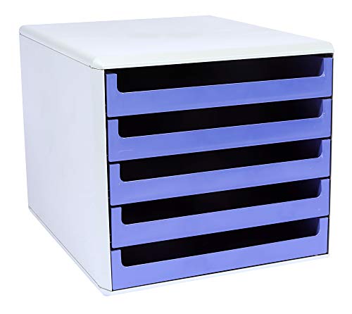 Metzger & Mendle 30050956BE hellgraue Schubladenbox mit 5 Schüben in azzurra (blau), Recycling, Blauer Engel zertifiziert von Metzger + Mendle