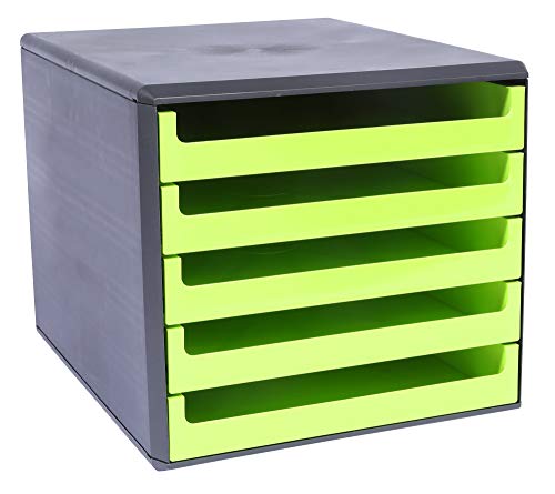 Metzger & Mendle 30057631 Schubladenbox anthrazit mit 5 Schüben in lime-green (grün) von Metzger + Mendle