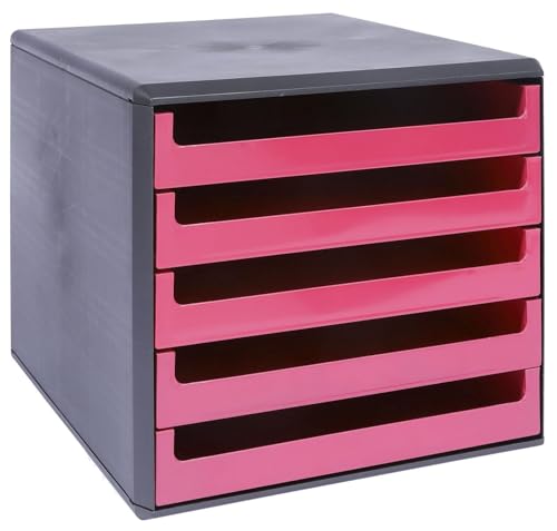 Metzger & Mendle 30057660 Schubladenbox anthrazit mit 5 Schüben in sunset-red (pink) von Metzger + Mendle