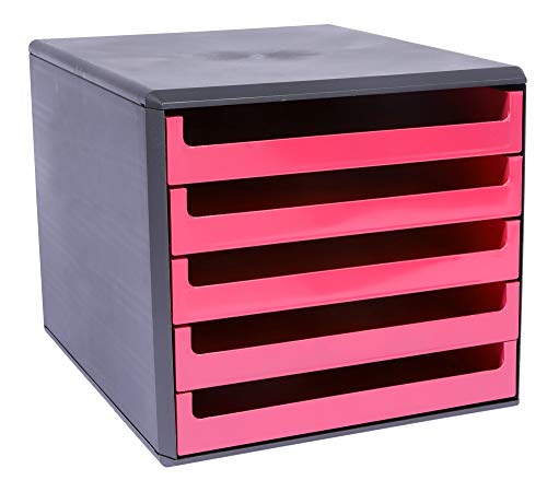 Metzger & Mendle 30057660 Schubladenbox anthrazit mit 5 Schüben in sunset-red (pink) von Metzger + Mendle