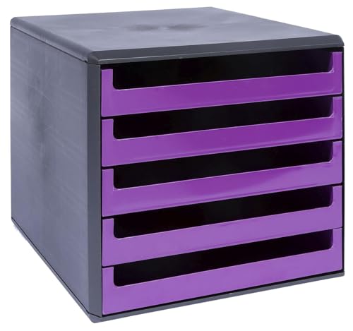 Metzger & Mendle 30057672 Schubladenbox in anthrazit mit 5 Schüben in berry-violett (lila) von Metzger + Mendle