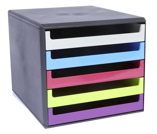Metzger & Mendle 30057680 Schubladenbox in anthrazit mit 5 farbig sortierten Schüben von Metzger + Mendle