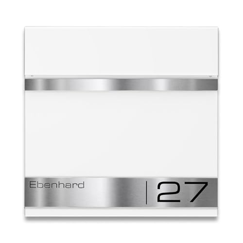 Metzler Premium Briefkasten mit Zeitungsfach Weiß - Postkasten personalisiert mit Namensschild - hochwertiger Wandbriefkasten aus V2A Edelstahl mit Pulverbeschichtung RAL 9016 - Modell Stencil Metzler Premium Briefkasten mit Zeitungsfach Weiß - Postkasten personalisiert mit Namensschild - hochwertiger Wandbriefkasten aus V2A Edelstahl mit Pulverbeschichtung RAL 9016 - Modell Stencil von Metzler