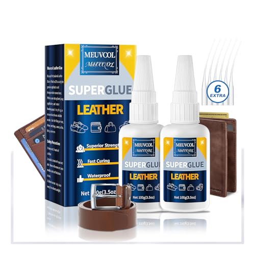 Meuvcol Lederkleber Extra Stark 100g, Wasserfest Super Kleber Für Leder, Kunstleder Kleber Für Sofa, Pu leder Lede, Jacke, Geldbörse, Kunstleder,Gürtel und Schuhe,Lederkleber Reparatur Echtleder von Meuvcol