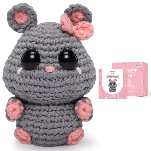 Mewaii Häkelset für Anfänger, Stufe 2, mit 40 % extra umweltfreundlichem, vorgestartetem einfachen Garn, Schritt-für-Schritt-Video-Tutorials für Erwachsene und Kinder (trauriger Hamster) Mewaii Häkelset für Anfänger, Stufe 2, mit 40 % extra umweltfreundlichem, vorgestartetem einfachen Garn, Schritt-für-Schritt-Video-Tutorials für Erwachsene und Kinder (trauriger Hamster) von Mewaii