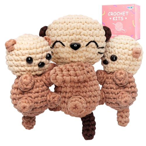 Mewaii Häkelset für Anfänger, Stufe 1, mit 40 % extra umweltfreundlichem, vorgestartetem einfachen Garn, Schritt-für-Schritt-Video-Tutorials für Erwachsene und Kinder (3 Stück, Sea Otter-Familie) Mewaii Häkelset für Anfänger, Stufe 1, mit 40 % extra umweltfreundlichem, vorgestartetem einfachen Garn, Schritt-für-Schritt-Video-Tutorials für Erwachsene und Kinder (3 Stück, Sea Otter-Familie) von Mewaii
