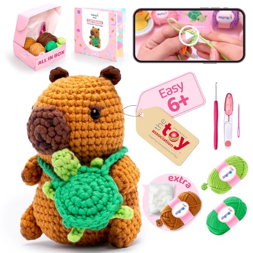 Mewaii Häkelset für Anfänger Stufe 1 mit 40 % extra vorgestartetem Easy Garn, Schritt-für-Schritt-Video-Tutorials für Erwachsene und Kinder (Capybara) Mewaii Häkelset für Anfänger Stufe 1 mit 40 % extra vorgestartetem Easy Garn, Schritt-für-Schritt-Video-Tutorials für Erwachsene und Kinder (Capybara) von Mewaii