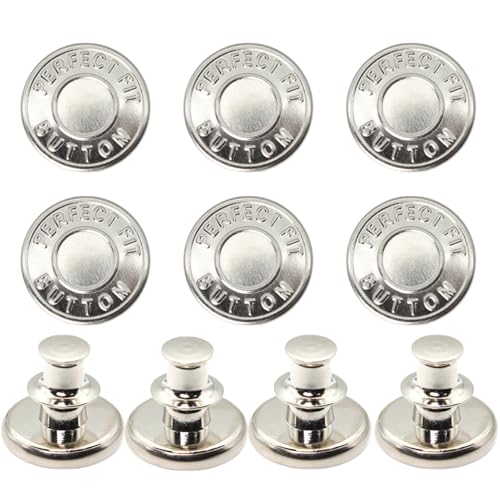 10 PCS Jeans Knöpfe Ohne Nähen, 17mm Button Pins, Hosenknöpfe Zum Stecken, DIY Jeansknopf, Hosenknopf Verlängerung Druckknöpfe Ohne Nähen Hosenbund Enger Machen Jeansknopf Set Druckknöpfe von Mewtush