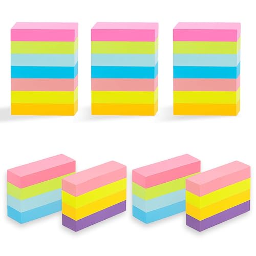 1600 PCS Haftnotizen Klein (50x15mm), Klebezettel Klein, Selbstklebende Sticky Notes in 8 Farben für Schule, Büro und Zuhause, Kompakte Klebezettel, Pastell Notizblöcke für effektives Lernen von Mewtush
