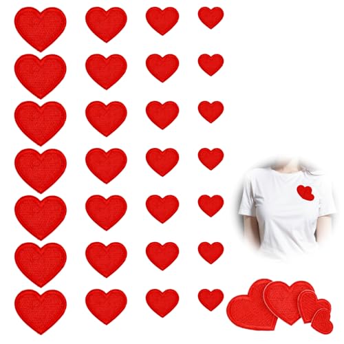28PCS Herz Patches Bügelflicken Zum Aufbügeln, Bestickte Stoffaufkleber Mit Rotem Herz, Ideal Für Jeans, Kleidung, T-Shirts Und DIY-Projekte, Bestickte Aufnäher Für Kreative Reparaturen Und Dekoration 28PCS Herz Patches Bügelflicken Zum Aufbügeln, Bestickte Stoffaufkleber Mit Rotem Herz, Ideal Für Jeans, Kleidung, T-Shirts Und DIY-Projekte, Bestickte Aufnäher Für Kreative Reparaturen Und Dekoration von Mewtush