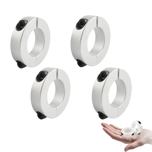 4 PCS Geteilte Stellringe, Geteilte Stellringe aus Aluminiumlegierung, 10mm Langweilige 30mm OD 10mm Dicke, Robuste Klemmringe für Maschinen und Industrieanwendungen(Silber) von Mewtush
