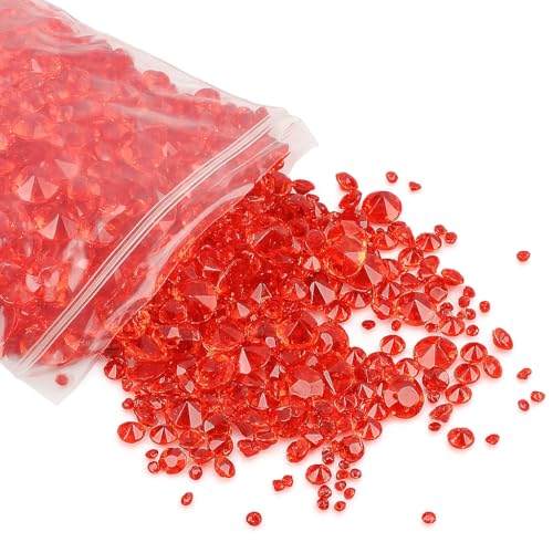 4000 Stück Diamanten Deko Rot, Deko Diamanten Für Kinder, Glitzernde Kristallsteine in 3 Größen, Strasssteine Rot Für Rubinhochzeit Deko, Tischdeko, Vasenfüller, Herz Deko & Basteln von Mewtush