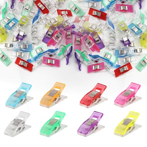50 PCS Nähklammern Kunststoff, Mehrfarbige Stoffklammern für Nähen und Quilting, Robuste Nähclips zur sicheren Fixierung von Stofflagen, Praktisches Nähzubehör für kreative Projekte von Mewtush
