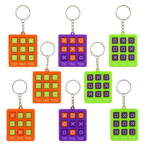 8PCS Tic Tac Toe Spiel Schlüsselanhänger für Kinder ab 8 Jahren, Mini Mitgebsel Schlüsselanhänger für Jungen und Mädchen, Geschenke für Weihnachten, Kindergeburtstag und Klassenpartys, Zufällige Farbe von Mewtush