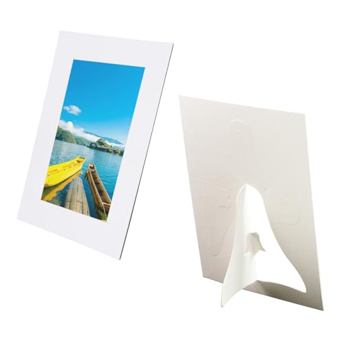 Mewutal 10 Stück weiße Papier-Bilderrahmen mit Staffelei, 10,2 x 15,2 cm, Papier-Bilderrahmen, Karten, rechteckig, Malerei, Papprahmen, Fotohalter für Bastelarbeiten, Kunstwerke (10,2 x 15,2 cm) von Mewutal