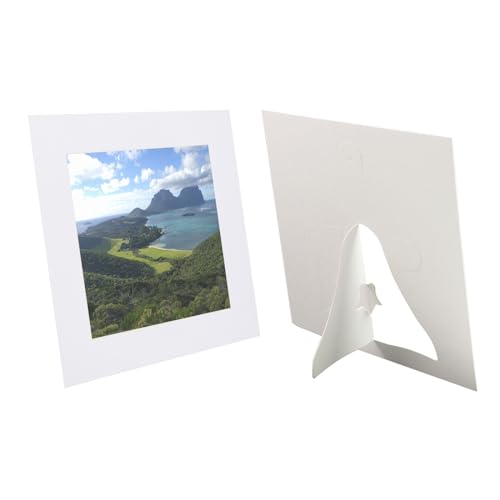 Mewutal 10 Stück weiße Papier-Bilderrahmen mit Staffelei, 15,2 x 15,2 cm, Papier-Bilderrahmen, Karten, quadratisch, Malerei, Papprahmen, Fotohalter für Bastelarbeiten, Kunstwerke (15,2 x 15,2 cm) von Mewutal