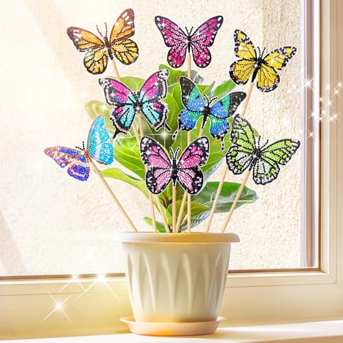 Mexgcom 8 Stück Diamond Painting Schmetterling Sets, Diamond Painting Erwachsene Gartendekoration Kinder Schmetterling Bilder, DIY Basteln Ornaments Zubehör Für Gärten und Innenräume Mexgcom 8 Stück Diamond Painting Schmetterling Sets, Diamond Painting Erwachsene Gartendekoration Kinder Schmetterling Bilder, DIY Basteln Ornaments Zubehör Für Gärten und Innenräume von Mexgcom