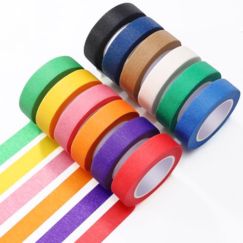 Mexgcom Kreppband Bunt 13m x 15mm, 12 Rolle Selbstklebend Malerband Bunt, Malertape Dekoratives Painters Tape Klebeband für Malerarbeiten, Kunst, Journaling, DIY Handwerk Mexgcom Kreppband Bunt 13m x 15mm, 12 Rolle Selbstklebend Malerband Bunt, Malertape Dekoratives Painters Tape Klebeband für Malerarbeiten, Kunst, Journaling, DIY Handwerk von Mexgcom