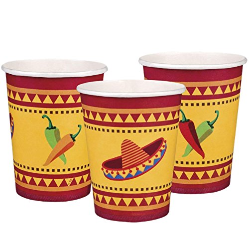 6 Becher * Mexiko * für eine heiße Mottoparty im Sommer | Siesta Fiesta Motto Party Sombrero Pappbecher Partybecher Cups von Mexiko-Party