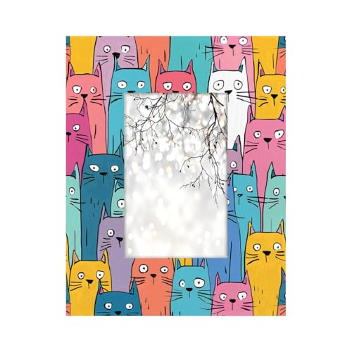 Mexpekil Bilderrahmen für Wandbehang und Tischplatte, 10 x 15 cm, buntes Katzenmuster, Holz-Bilderrahmen, Heimdekoration, Geschenk, 15,2 x 10,2 cm von Mexpekil