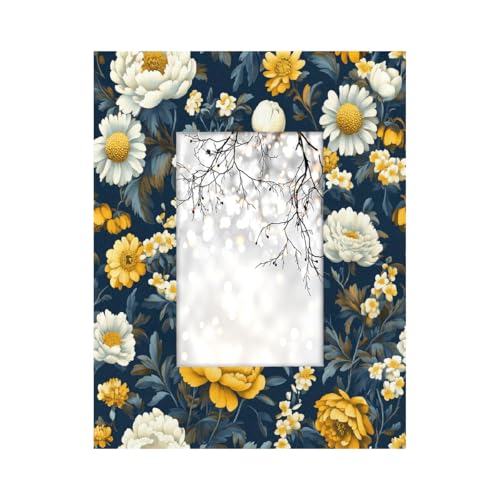 Mexpekil Bilderrahmen für Wandbehang und Tischplatte, 10 x 15 cm, gelb-weißes Blumenmuster, Holz-Bilderrahmen, Heimdekoration, Geschenk, 15,2 x 10,2 cm von Mexpekil