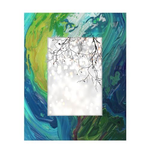 Mexpekil Bilderrahmen für Wandbehang und Tischplatte, 13 x 18 cm, abstrakter grüner Marmor, Holz-Bilderrahmen, Heimdekoration, Geschenk, 17,8 x 12,7 cm von Mexpekil
