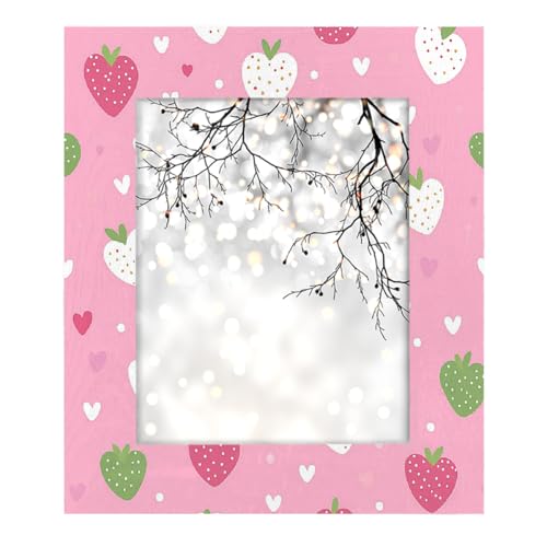 Mexpekil Bilderrahmen für Wandbehang und Tischplatte, 20 x 25 cm, bunte Erdbeeren, Herzen, Holz-Bilderrahmen, Heimdekoration, Geschenk, 25,4 x 20,3 cm von Mexpekil