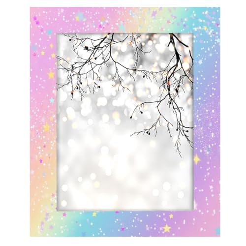 Mexpekil Bilderrahmen für Wandbehang und Tischplatte, 28 x 36 cm, Regenbogen-Stern, Glitzer-Hintergrund, Holz-Bilderrahmen, Heimdekoration, Geschenk, 35,6 x 27,9 cm von Mexpekil