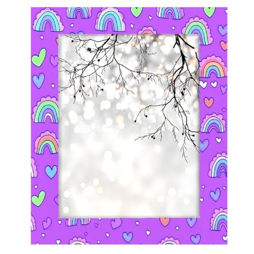 Mexpekil Bilderrahmen für Wandbehang und Tischplatte, 28 x 36 cm, kleine Regenbogen-Herzen, Holz-Bilderrahmen, Heimdekoration, Geschenk, 35,6 x 27,9 cm von Mexpekil