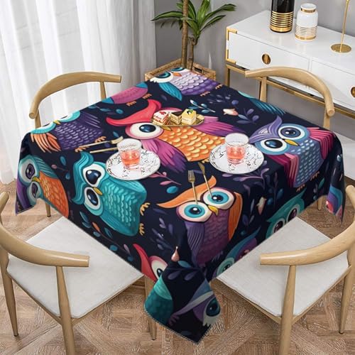 Mexpekil Bunte Eule Vogel quadratische Tischdecke, waschbar, schmutzabweisend, dekorative Tischdecke für Esszimmerpartys Mexpekil Bunte Eule Vogel quadratische Tischdecke, waschbar, schmutzabweisend, dekorative Tischdecke für Esszimmerpartys von Mexpekil