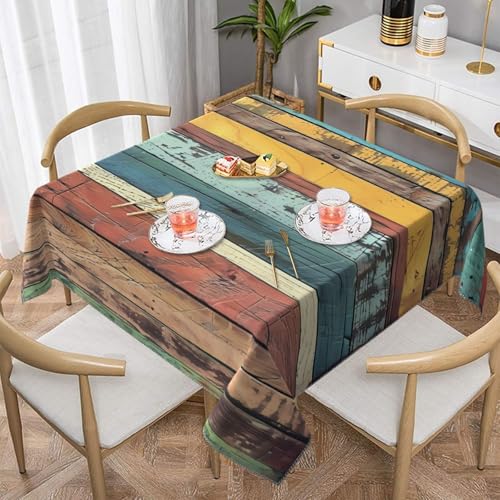 Mexpekil Bunte quadratische Tischdecke, Vintage, rustikale Holzstruktur, 140 x 140 cm, waschbar, schmutzabweisend, dekorative Tischdecke für Esszimmerpartys Mexpekil Bunte quadratische Tischdecke, Vintage, rustikale Holzstruktur, 140 x 140 cm, waschbar, schmutzabweisend, dekorative Tischdecke für Esszimmerpartys von Mexpekil