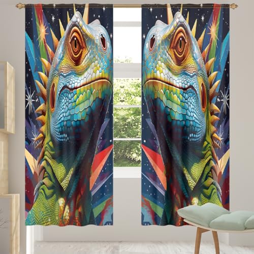 Mexpekil Durchsichtiger Fenstervorhang, Cartoon-Chamäleon-Motiv, 2 Paneele, Voile-Vorhänge für Wohnzimmer, Schlafzimmer, Büro, Kinderzimmer, Fenstervorhänge, 140 x 213 cm lang Mexpekil Durchsichtiger Fenstervorhang, Cartoon-Chamäleon-Motiv, 2 Paneele, Voile-Vorhänge für Wohnzimmer, Schlafzimmer, Büro, Kinderzimmer, Fenstervorhänge, 140 x 213 cm lang von Mexpekil