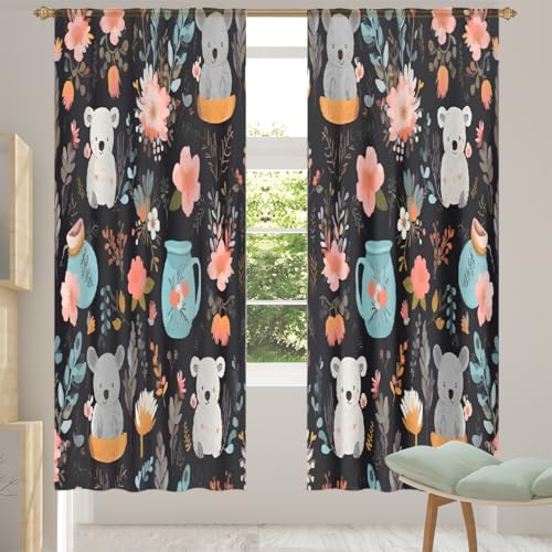 Mexpekil Durchsichtiger Fenstervorhang, Cartoon-Koalabär-Muster, durchscheinende Vorhänge, 2 Paneele, Voile-Vorhänge für Wohnzimmer, Schlafzimmer, Büro, Kinderzimmer, Fenstervorhänge, 140 x 198 cm Mexpekil Durchsichtiger Fenstervorhang, Cartoon-Koalabär-Muster, durchscheinende Vorhänge, 2 Paneele, Voile-Vorhänge für Wohnzimmer, Schlafzimmer, Büro, Kinderzimmer, Fenstervorhänge, 140 x 198 cm von Mexpekil