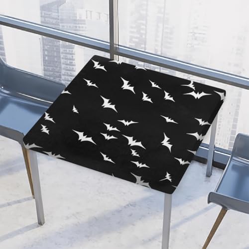 Mexpekil Halloween Gruselige Fledermaus-Tischdecke mit elastischen Kanten, wasserdichte Tischdecke, 86 x 86 cm, für Esstisch, Küchentisch von Mexpekil