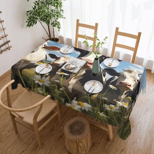 Mexpekil Lustige Tischdecke mit Kuhpflanzen, abwischbar, wasserdicht, schmutzabweisend, Tischschutz, Dekoration, rechteckige Tischdecke für drinnen und draußen, 137 x 183 cm von Mexpekil