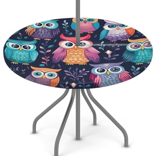 Mexpekil Outdoor-Tischdecke mit Schirmloch und Reißverschluss, bunte Eule, Vogel, wasserdicht, rund, elastisch, für Terrasse, Garten, 114,3–142,2 cm Mexpekil Outdoor-Tischdecke mit Schirmloch und Reißverschluss, bunte Eule, Vogel, wasserdicht, rund, elastisch, für Terrasse, Garten, 114,3–142,2 cm von Mexpekil