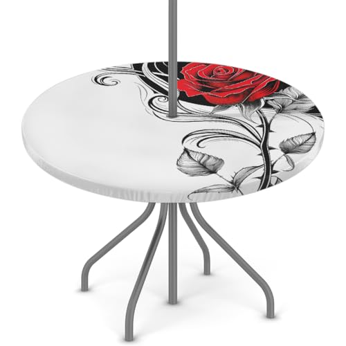 Mexpekil Outdoor-Tischdecke mit Schirmloch und Reißverschluss, wasserdicht, rund, elastisch, für Terrasse, Garten, 91,4–111,8 cm Mexpekil Outdoor-Tischdecke mit Schirmloch und Reißverschluss, wasserdicht, rund, elastisch, für Terrasse, Garten, 91,4–111,8 cm von Mexpekil