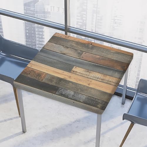 Mexpekil Quadratische Holz-Tischdecke, 86 x 86 cm, elastisch, wasserdicht, Tischschutz für drinnen und draußen von Mexpekil
