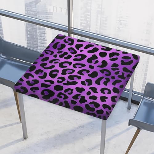 Mexpekil Quadratische Tischdecke, Leopardenmuster, 117 x 117 cm, elastisch, wasserdicht, Tischschutz für drinnen und draußen, Violett von Mexpekil