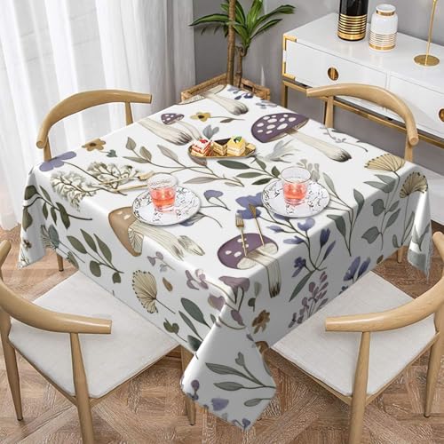 Mexpekil Quadratische Tischdecke, Motiv: Wildblumen, Pilz, 140 x 140 cm, waschbar, schmutzabweisend, dekorative Tischdecke für Esstisch, Party Mexpekil Quadratische Tischdecke, Motiv: Wildblumen, Pilz, 140 x 140 cm, waschbar, schmutzabweisend, dekorative Tischdecke für Esstisch, Party von Mexpekil
