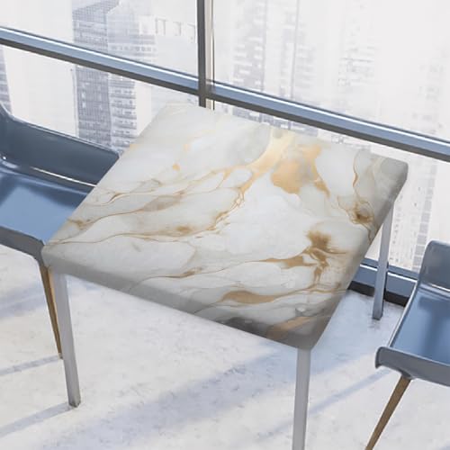 Mexpekil Quadratische Tischdecke aus goldweißem Marmor mit elastischen Kanten, wasserdichte Tischdecke, 86 x 86 cm, für Esstisch, Küchentisch Mexpekil Quadratische Tischdecke aus goldweißem Marmor mit elastischen Kanten, wasserdichte Tischdecke, 86 x 86 cm, für Esstisch, Küchentisch von Mexpekil