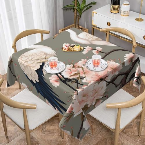 Mexpekil Quadratische Tischdecke mit japanischen Kranichen, Kirschblüte, waschbar, schmutzabweisend, dekorative Tischdecke für Esstisch, Party, 140 x 140 cm Mexpekil Quadratische Tischdecke mit japanischen Kranichen, Kirschblüte, waschbar, schmutzabweisend, dekorative Tischdecke für Esstisch, Party, 140 x 140 cm von Mexpekil